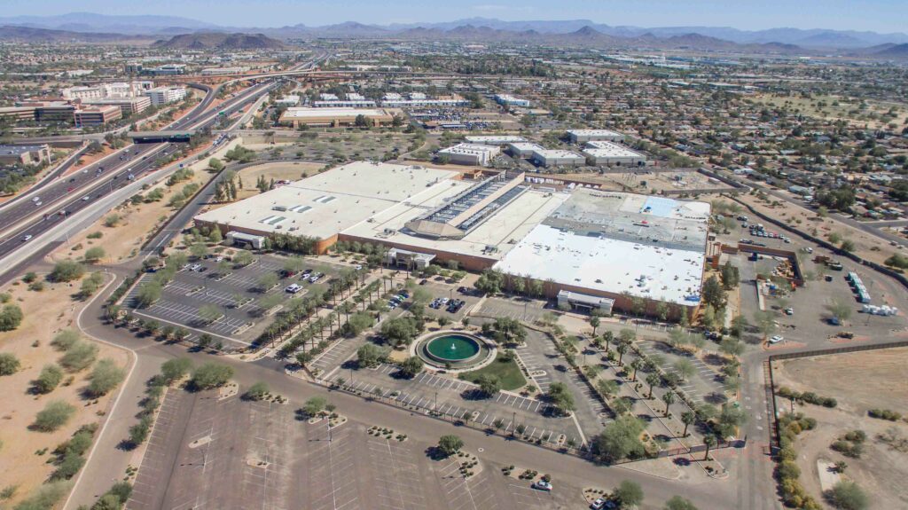 An aerial view of a shopping center in Arizona.