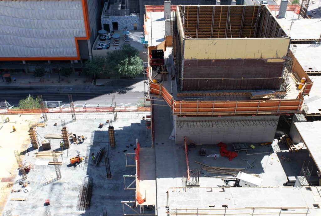 An aerial view of the Downtown Phoenix Central Station Project construction site.